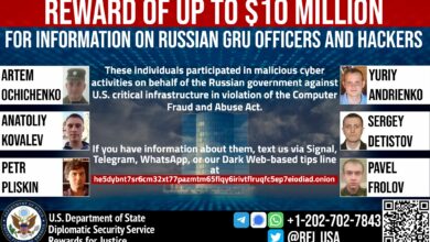 10 ملايين دولار مكافأة من يدلي بمعلومات عن ضباط مخابرات روس