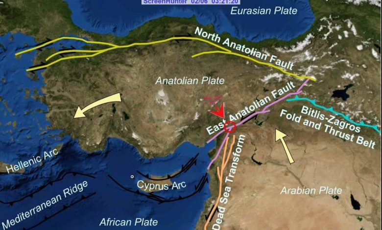 هل أدى الزلزال إلى حدوث تغيير في موقع تركيا ؟