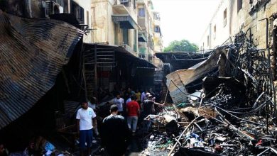 حريق ضخم يلتهم سوقاً في مصر