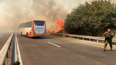 النيران في شمال فلسطين المحتلة عقب صواريخ حزب الله